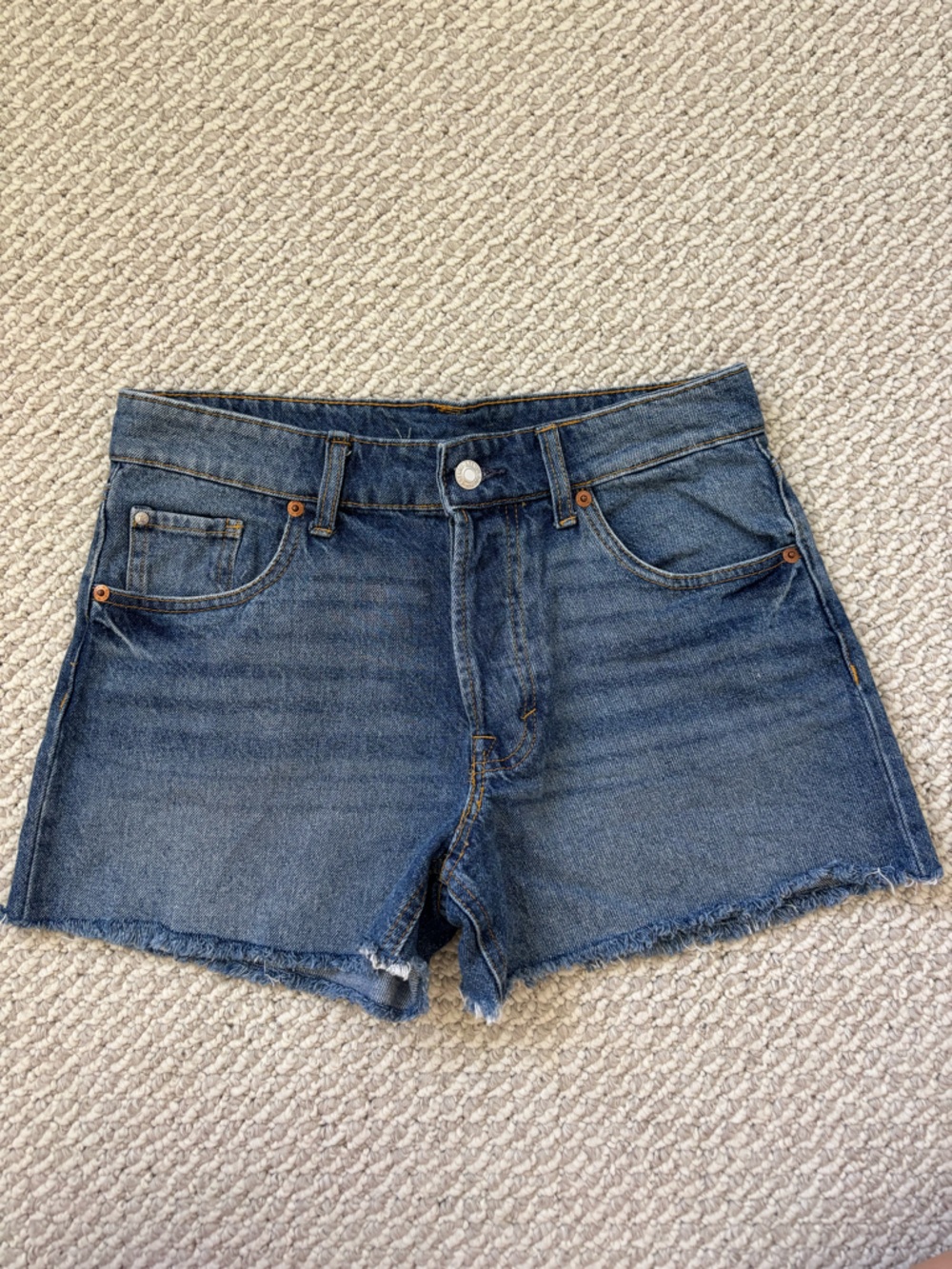 H&M & Denim Womens Shorts Size 2 90s Boyfriend Shorts Jean Low Waist 100% Cotton